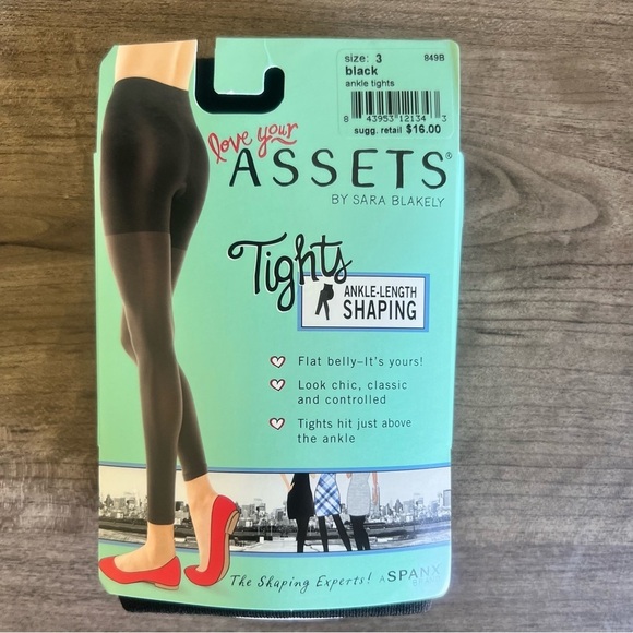 Love Your Assets by SPANX Ankle Length Shaping Black Tights Size 3 #H243023 - Picture 1 of 7